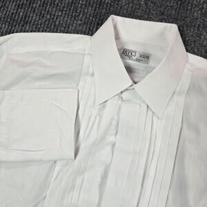Vintage After Six Shirt Mens Large White Pleated Tuxedo Formal Ruffle Button Up